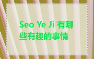 Seo Ye Ji 有哪些有趣的事情