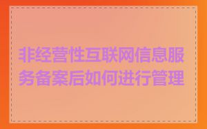 非经营性互联网信息服务备案后如何进行管理