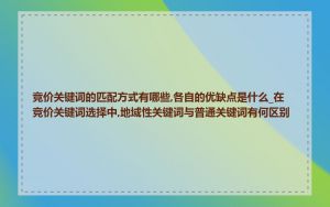 竞价关键词的匹配方式有哪些,各自的优缺点是什么_在竞价关键词选择中,地域性关键词与普通关键词有何区别