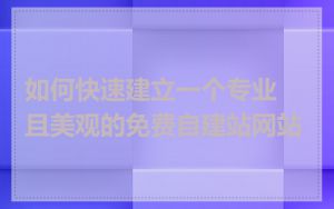 如何快速建立一个专业且美观的免费自建站网站