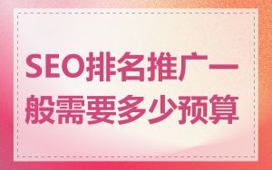 SEO排名推广一般需要多少预算