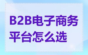 B2B电子商务平台怎么选