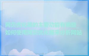 网页优化器的主要功能有哪些_如何使用网页优化器来分析网站