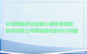 公司网站优化的核心指标有哪些_如何诊断公司网站存在的SEO问题