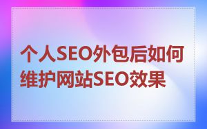 个人SEO外包后如何维护网站SEO效果