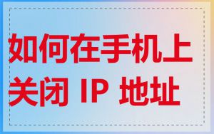 如何在手机上关闭 IP 地址