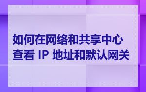 如何在网络和共享中心查看 IP 地址和默认网关
