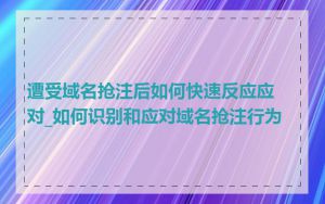 遭受域名抢注后如何快速反应应对_如何识别和应对域名抢注行为