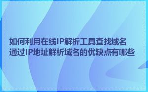如何利用在线IP解析工具查找域名_通过IP地址解析域名的优缺点有哪些