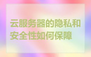 云服务器的隐私和安全性如何保障