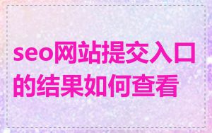 seo网站提交入口的结果如何查看