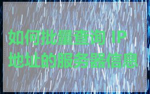 如何批量查询 IP 地址的服务器信息