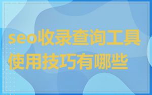 seo收录查询工具使用技巧有哪些