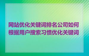 网站优化关键词排名公司如何根据用户搜索习惯优化关键词
