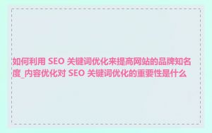 如何利用 SEO 关键词优化来提高网站的品牌知名度_内容优化对 SEO 关键词优化的重要性是什么