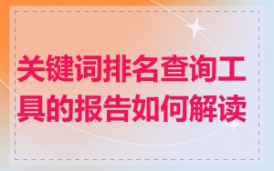 关键词排名查询工具的报告如何解读
