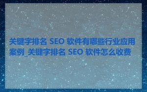 关键字排名 SEO 软件有哪些行业应用案例_关键字排名 SEO 软件怎么收费