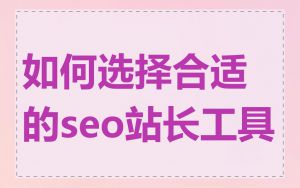 如何选择合适的seo站长工具