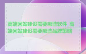 高端网站建设需要哪些软件_高端网站建设需要哪些品牌策略