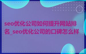 seo优化公司如何提升网站排名_seo优化公司的口碑怎么样