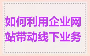 如何利用企业网站带动线下业务