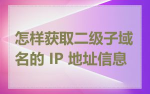 怎样获取二级子域名的 IP 地址信息