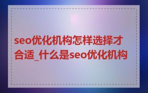 seo优化机构怎样选择才合适_什么是seo优化机构