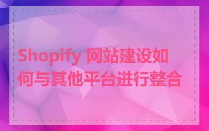 Shopify 网站建设如何与其他平台进行整合