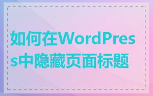 如何在WordPress中隐藏页面标题