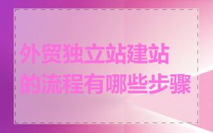 外贸独立站建站的流程有哪些步骤