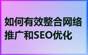 如何有效整合网络推广和SEO优化