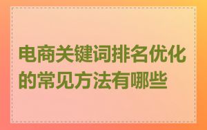 电商关键词排名优化的常见方法有哪些