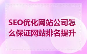 SEO优化网站公司怎么保证网站排名提升