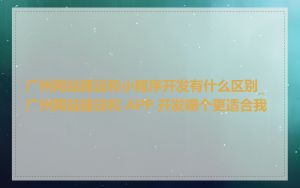 广州网站建设和小程序开发有什么区别_广州网站建设和 APP 开发哪个更适合我