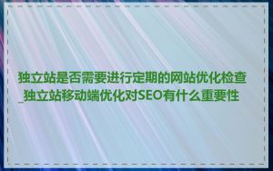 独立站是否需要进行定期的网站优化检查_独立站移动端优化对SEO有什么重要性