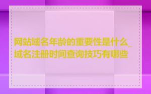 网站域名年龄的重要性是什么_域名注册时间查询技巧有哪些