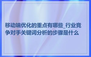 移动端优化的重点有哪些_行业竞争对手关键词分析的步骤是什么