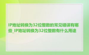 IP地址转换为32位整数的常见错误有哪些_IP地址转换为32位整数有什么用途