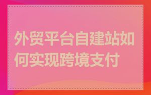 外贸平台自建站如何实现跨境支付