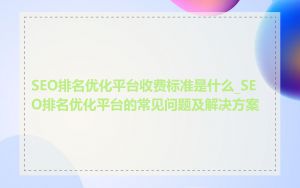 SEO排名优化平台收费标准是什么_SEO排名优化平台的常见问题及解决方案