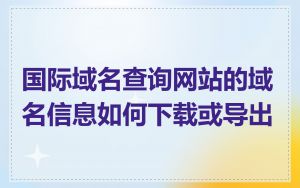 国际域名查询网站的域名信息如何下载或导出