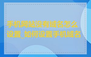 手机网站没有域名怎么设置_如何设置手机域名