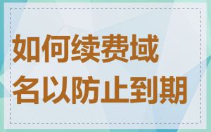 如何续费域名以防止到期