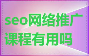 seo网络推广课程有用吗