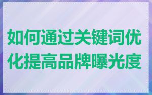 如何通过关键词优化提高品牌曝光度
