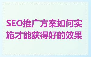 SEO推广方案如何实施才能获得好的效果