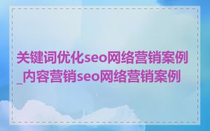 关键词优化seo网络营销案例_内容营销seo网络营销案例