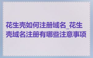 花生壳如何注册域名_花生壳域名注册有哪些注意事项