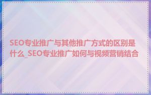 SEO专业推广与其他推广方式的区别是什么_SEO专业推广如何与视频营销结合