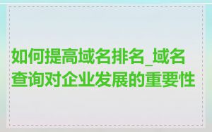 如何提高域名排名_域名查询对企业发展的重要性